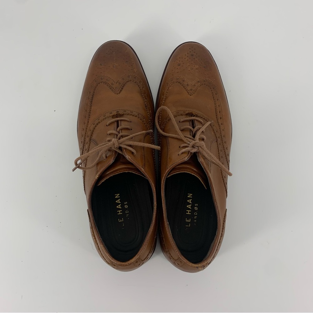 Cole Haan Men’s British Tan Leather Lace Up Wingtip Oxford Dress Shoes Size 8.5 - Picture 8 of 11